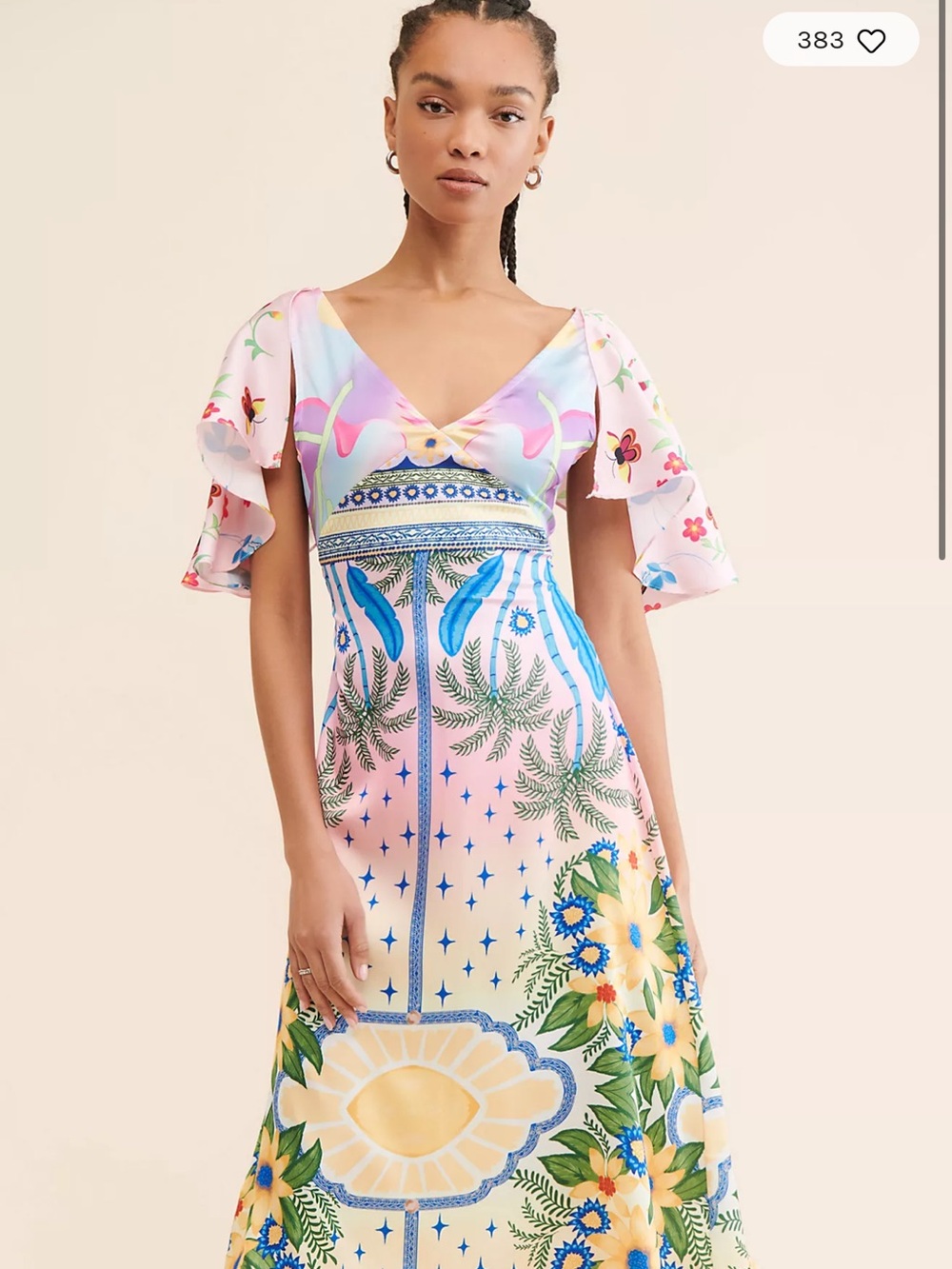Pastel Garden Print V-Neck Maxi Dress